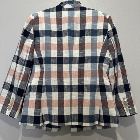 Veronica Beard Schoolboy Plaid Gingham 3/4 Sleeves Dickey Jacket Blazer size 6 - Picture 2 of 4